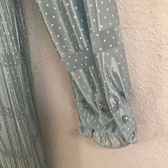 Vintage Discovery seafoam polkadot oversized robe dress 8* - Picture 12 of 16